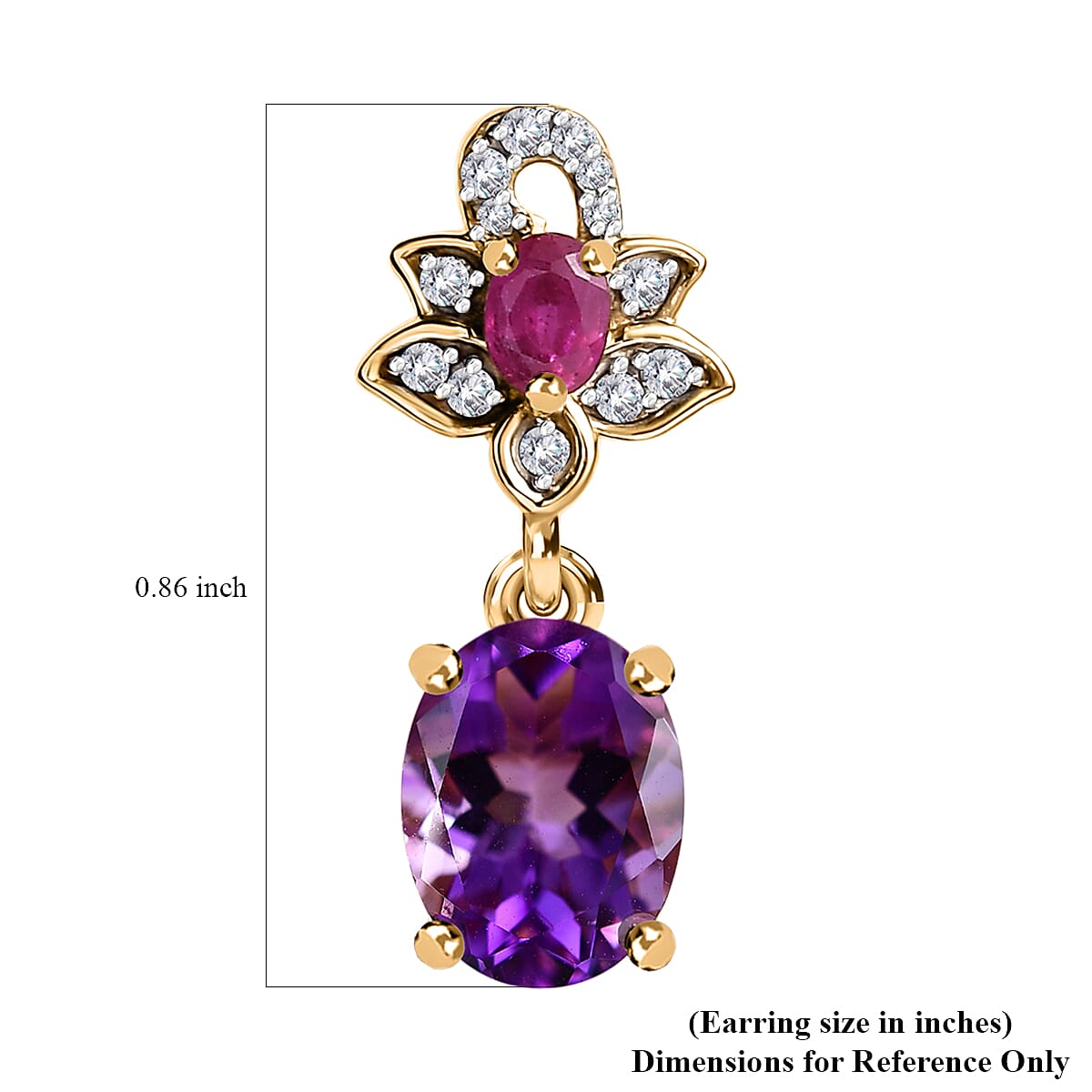 Moroccan Rose and Multi Gemstone 4.35 ctw Flower Earrings in 18K Vermeil Yellow Gold Over Sterling Silver