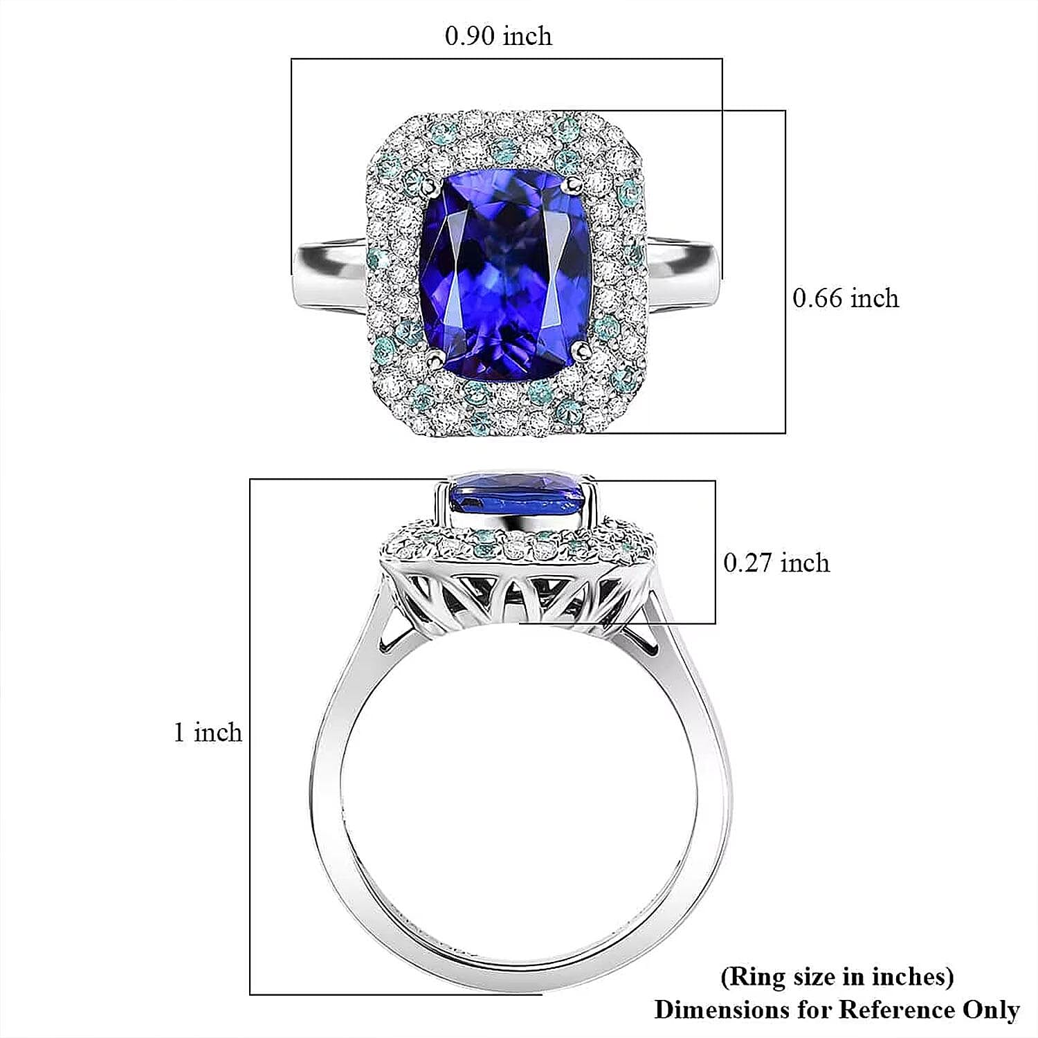 Certified & Appraised Rhapsody AAAA Tanzanite, Paraiba Tourmaline and E-F VS Diamond 4.25 ctw Ring in 950 Platinum (Size 6.0) 8.20 Grams