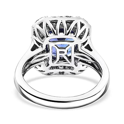 Certified & Appraised Rhapsody AAAA Tanzanite, Paraiba Tourmaline and E-F VS Diamond 4.25 ctw Ring in 950 Platinum (Size 6.0) 8.20 Grams