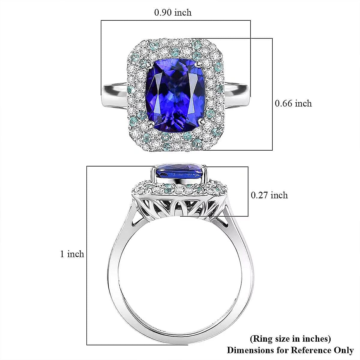 Certified & Appraised Rhapsody AAAA Tanzanite, Paraiba Tourmaline and E-F VS Diamond 4.25 ctw Ring in 950 Platinum (Size 7.0) 8.20 Grams image number 6