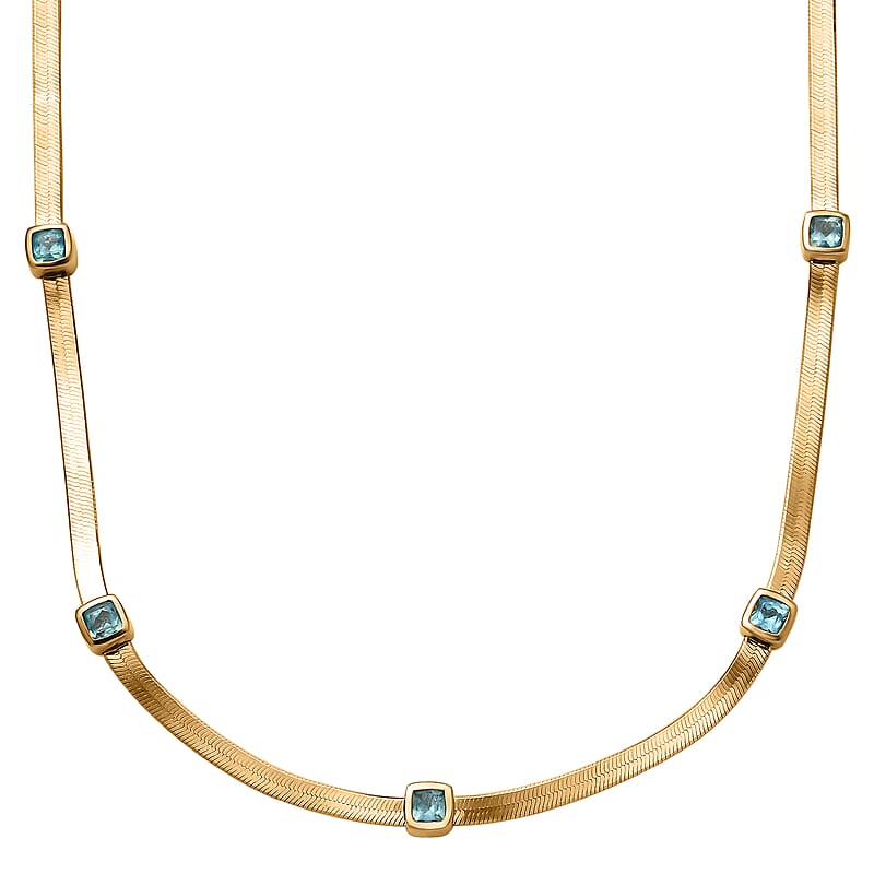 Betroka Blue Apatite 1.80 ctw Necklace in 18K Vermeil Yellow Gold Over Sterling Silver 18 Inches