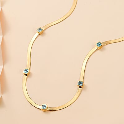 Betroka Blue Apatite 1.80 ctw Necklace in 18K Vermeil Yellow Gold Over Sterling Silver 18 Inches