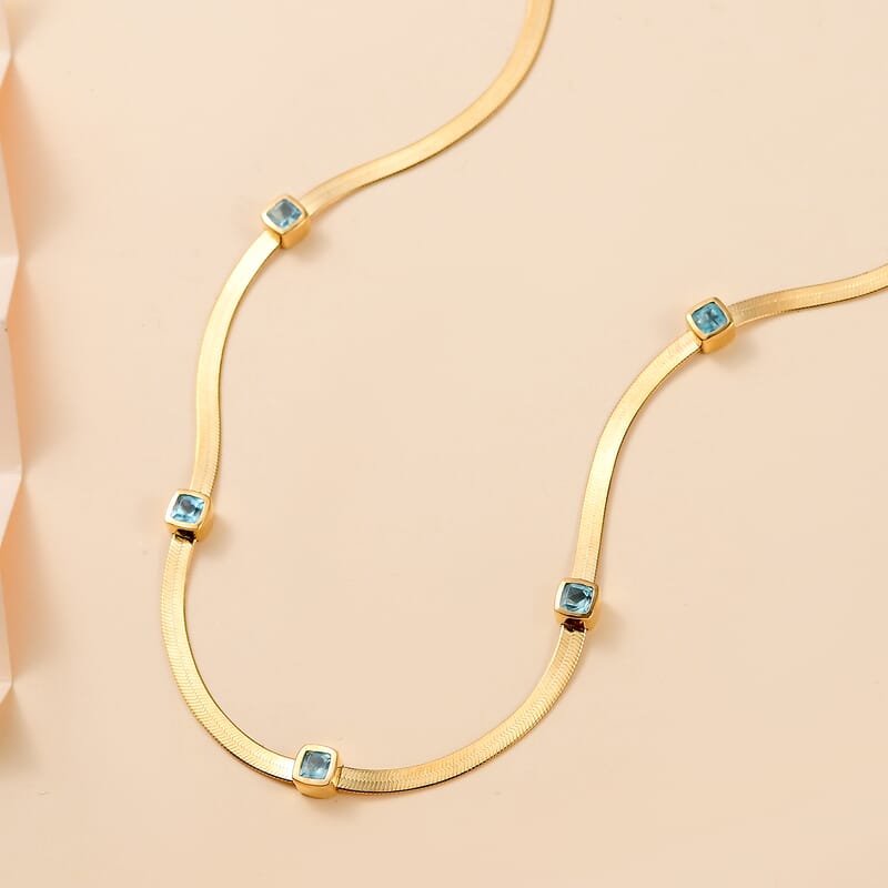 Betroka Blue Apatite 1.80 ctw Necklace in 18K Vermeil Yellow Gold Over Sterling Silver 18 Inches