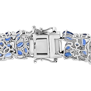 D'Joy Kashmir Kyanite and White Zircon 27.85 ctw Make a Wish Bracelet in Rhodium Over Sterling Silver (7.25 In)