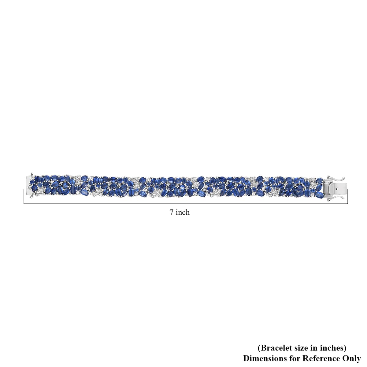 Kashmir Kyanite and White Zircon 27.85 ctw Shooting Star Bracelet in Rhodium Over Sterling Silver (7.25 In) image number 4