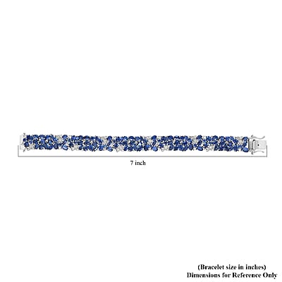 D'Joy Kashmir Kyanite and White Zircon 27.85 ctw Make a Wish Bracelet in Rhodium Over Sterling Silver (7.25 In)