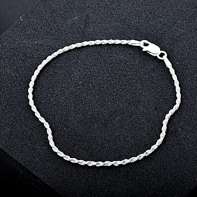 Sterling Silver 1.5mm Rope Bracelet (7.00 In) 2 Grams