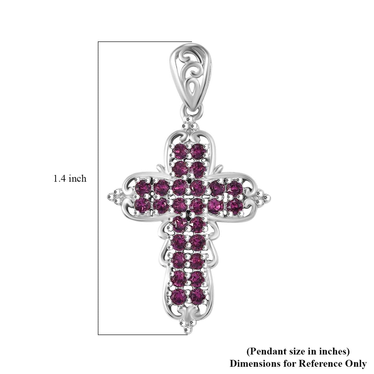 J Francis Embellished with Tanzanite Color Crystal by Swarovski Cross Pendant in Platinum Bond image number 5