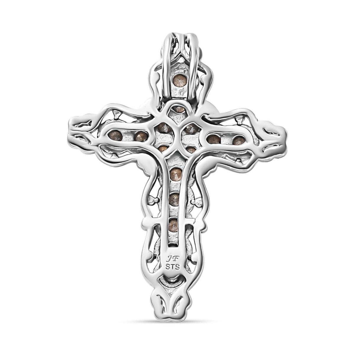 J Francis Embellished with Aurora Borealis Crystal by Swarovski Cross Pendant without Chain in 18K YG Plated and Platinum Bond image number 4