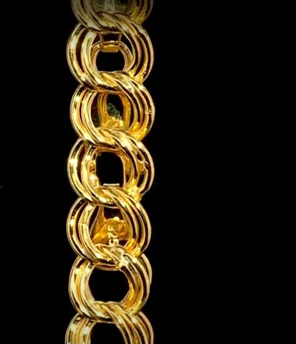 Fancy Link Necklace in 14K Yellow Gold Over Sterling Silver 21.5 Grams 20 Inches image number 1