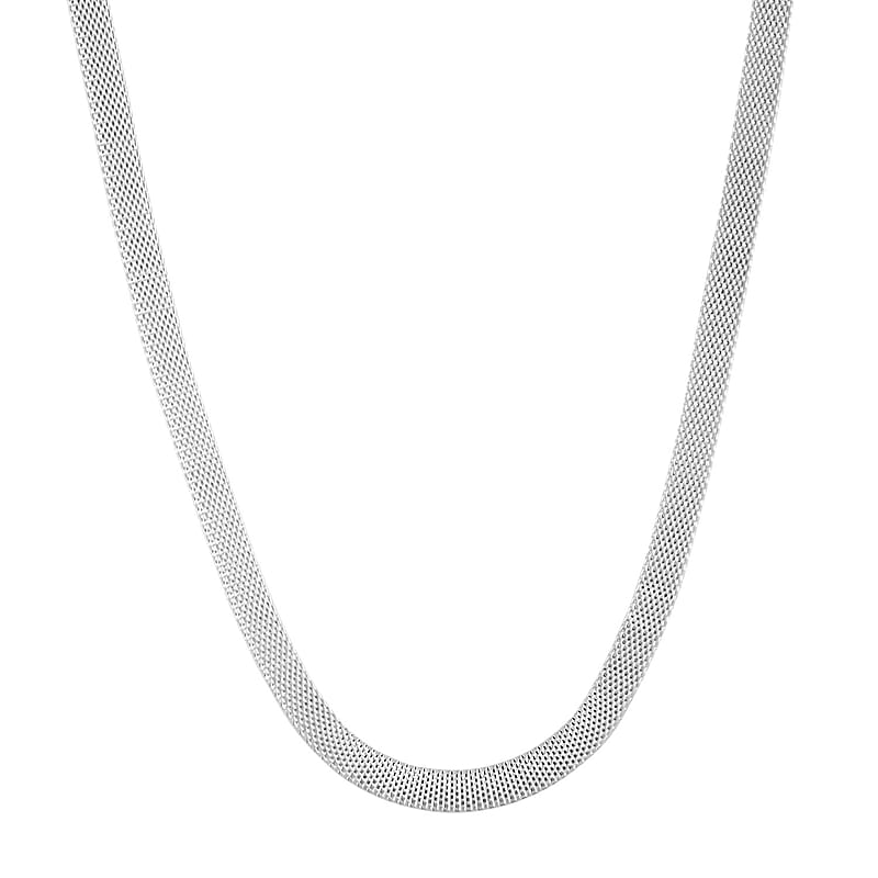 Flat Coryana Necklace in Sterling Silver 15.40 Grams 20 Inches