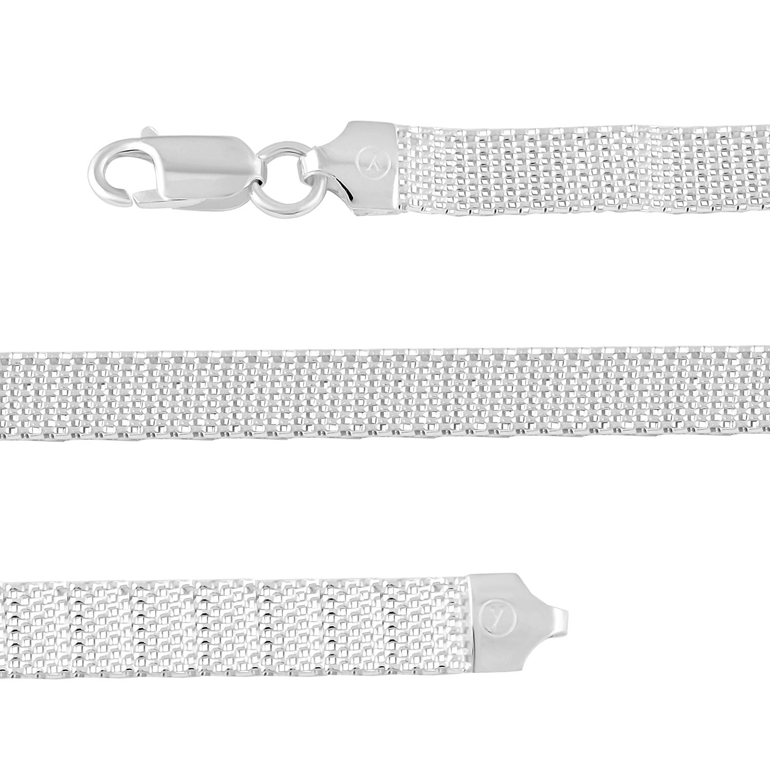 Flat Coryana Necklace in Sterling Silver 15.40 Grams 20 Inches