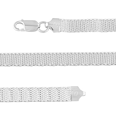 Flat Coryana Necklace in Sterling Silver 15.40 Grams 20 Inches