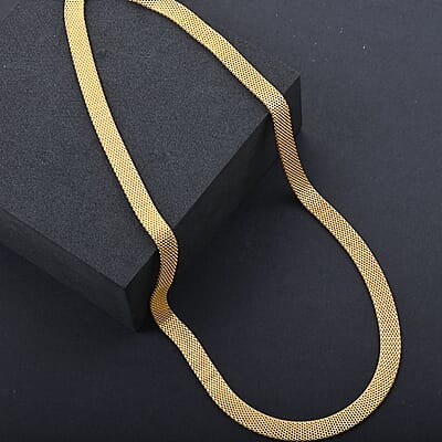 Flat Coryana Necklace in 14K Yellow Gold Over Sterling Silver 15.40 Grams 20 Inches