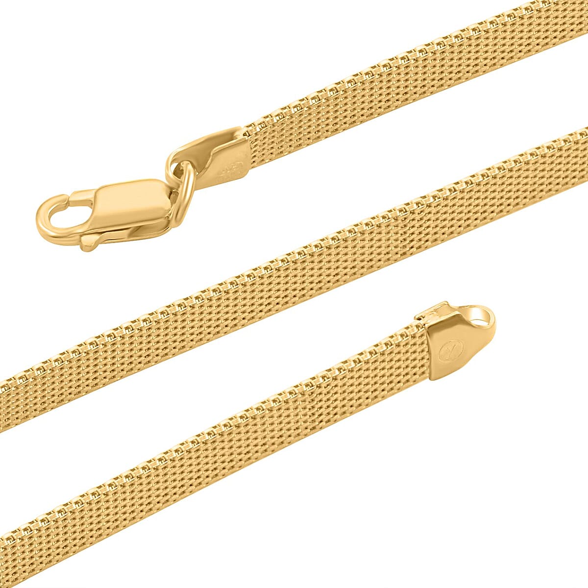 Flat Coryana Necklace in 14K Yellow Gold Over Sterling Silver 15.40 Grams 20 Inches image number 3