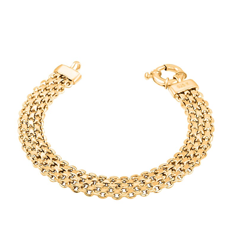 Silken Weave Chain Bracelet in 14K Yellow Gold Over Sterling Silver 10.90 Grams (7.50 In)