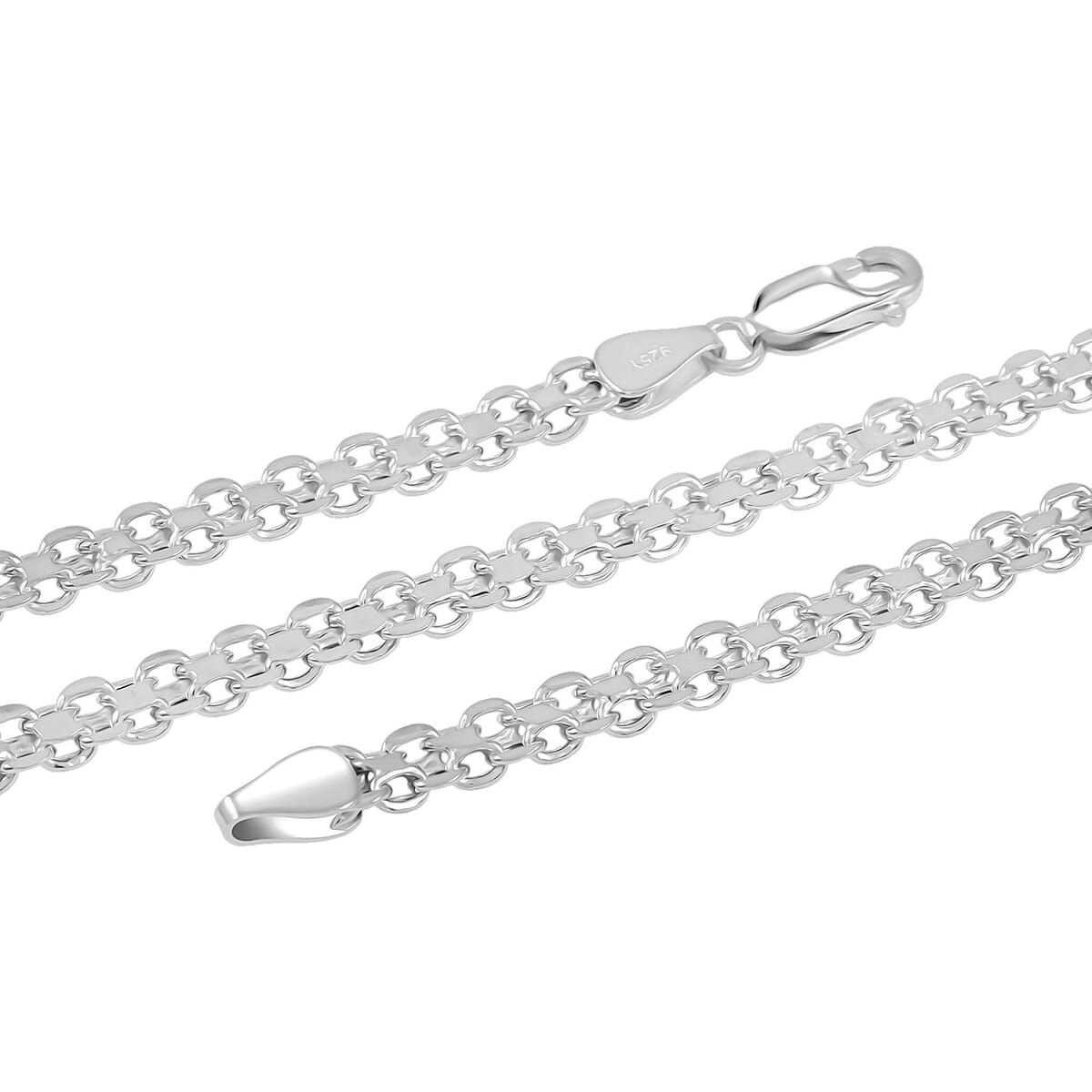 Double Bismark Chain Necklace in Sterling Silver 9.90 Grams 20 Inches image number 1