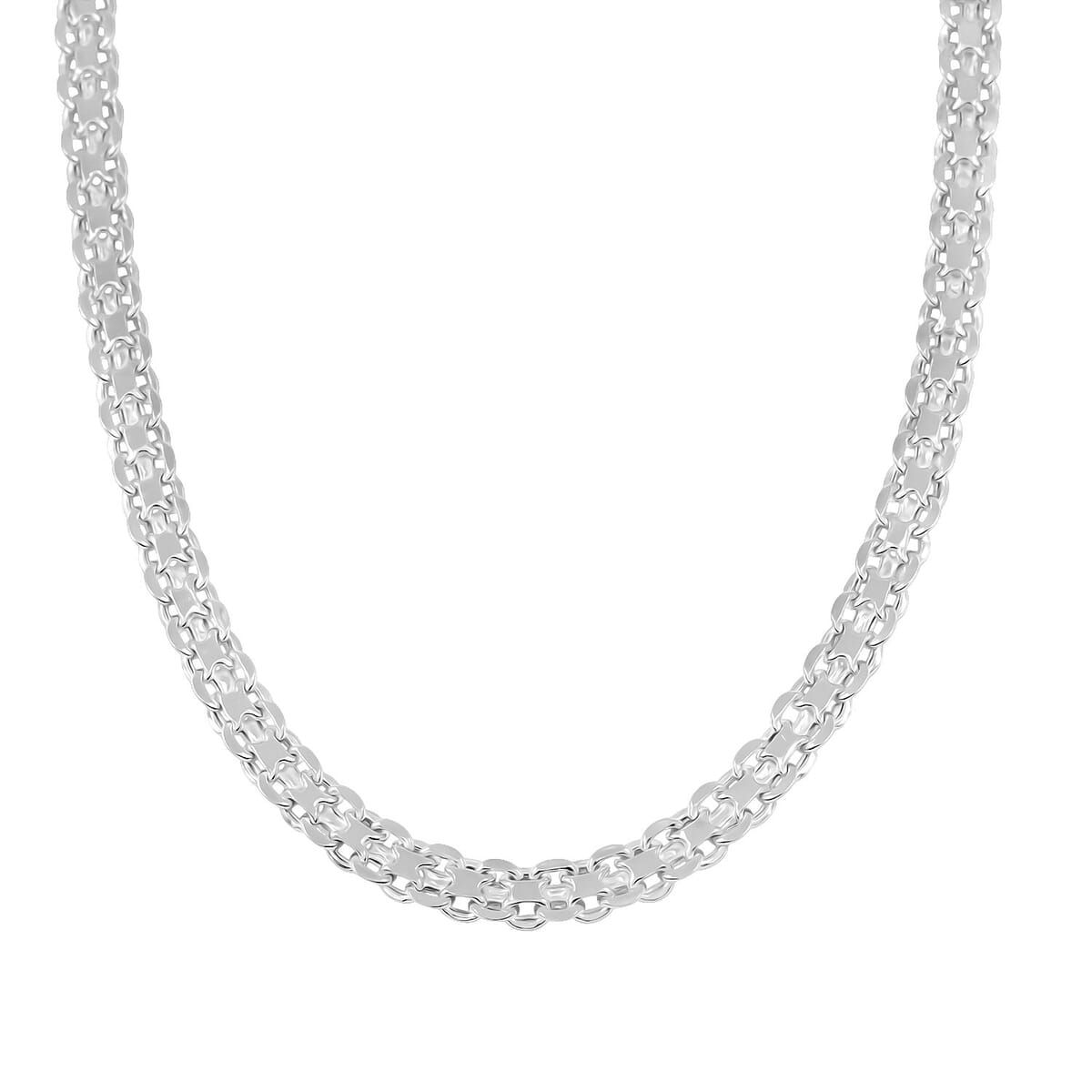 Double Bismark Chain Necklace in Sterling Silver 9.90 Grams 20 Inches image number 2