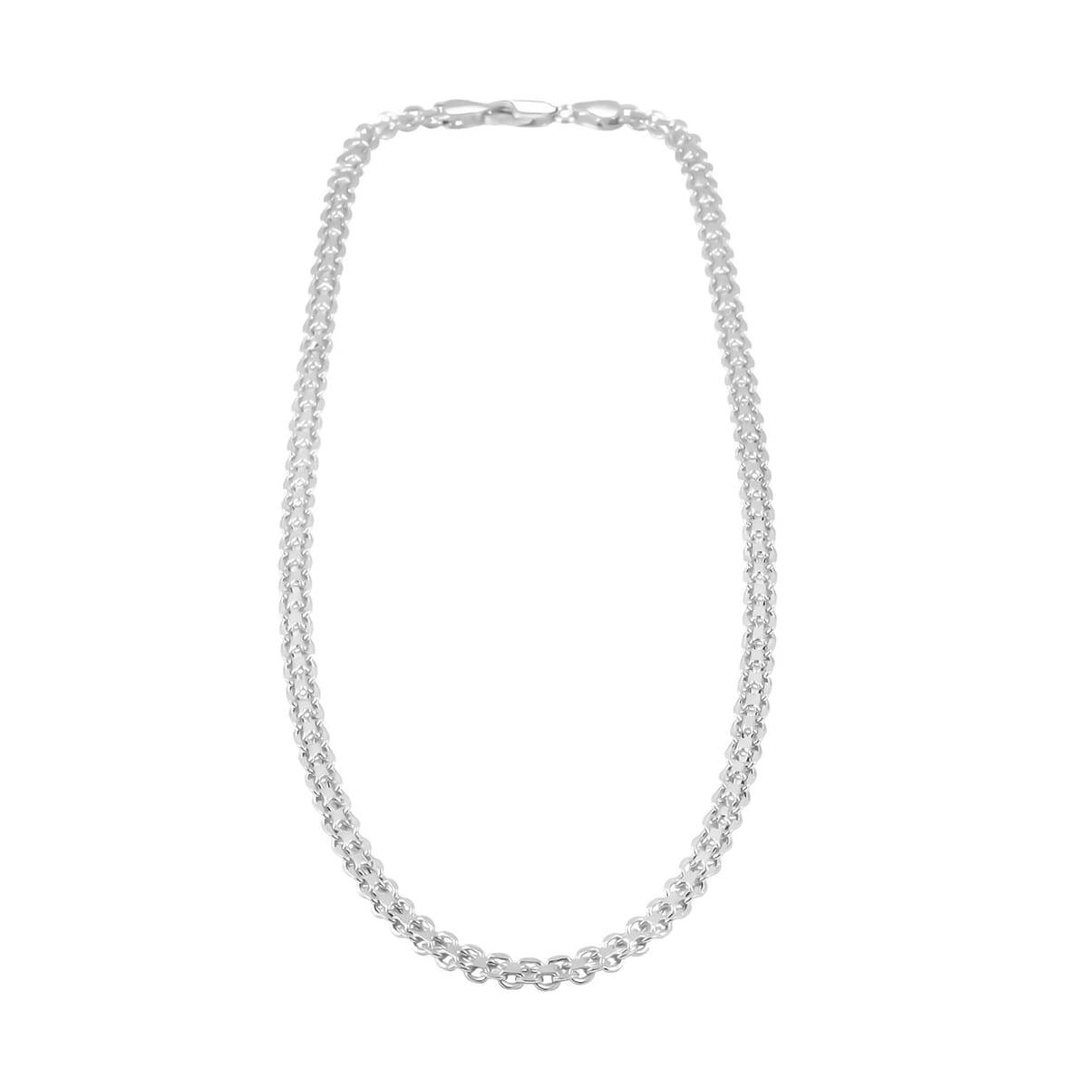 Double Bismark Chain Necklace in Sterling Silver 9.90 Grams 20 Inches image number 3