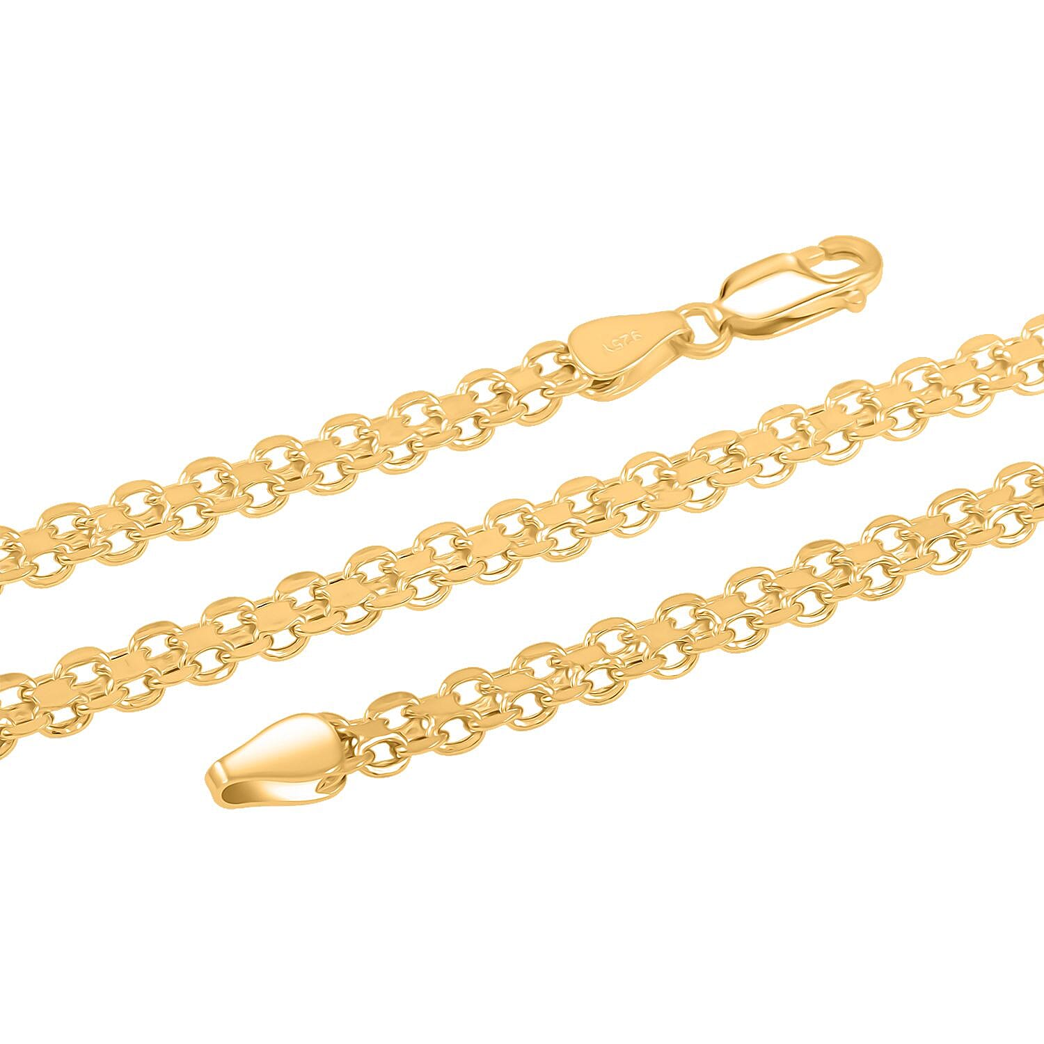 14K YG Over Sterling Silver Double Bismark Chain Necklace (20 Inches) (9.90 g)