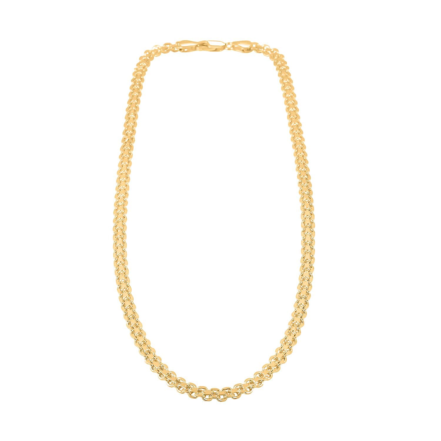 14K YG Over Sterling Silver Double Bismark Chain Necklace (20 Inches) (9.90 g)