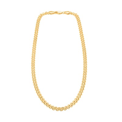 14K YG Over Sterling Silver Double Bismark Chain Necklace (20 Inches) (9.90 g)