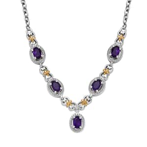 Doorbuster Karis African Amethyst 2.10 ctw Necklace in 18K YG Plated and Platinum Bond and Stainless Steel 18-20 Inches