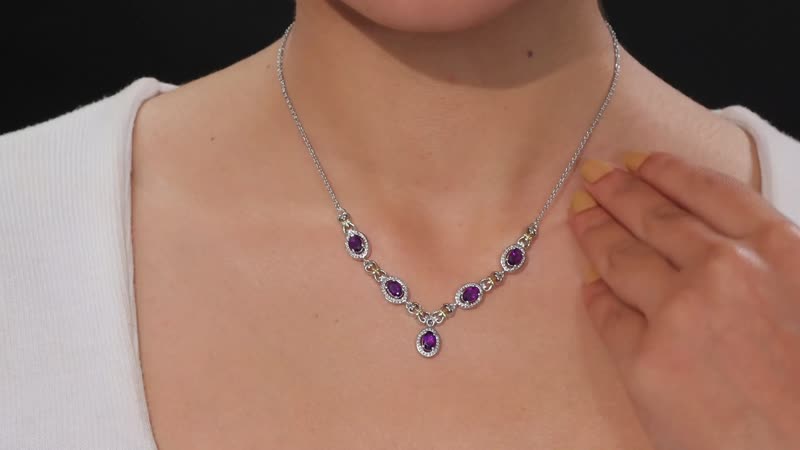 Doorbuster Karis African Amethyst Necklace (18 Inches) in 18K YG Plated and Platinum Bond 2.10 ctw