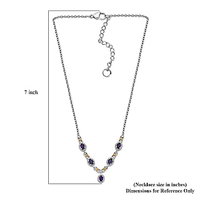 Karis African Amethyst 2.10 ctw Necklace in 18K YG Plated and Platinum Bond and Stainless Steel 18-20 Inches
