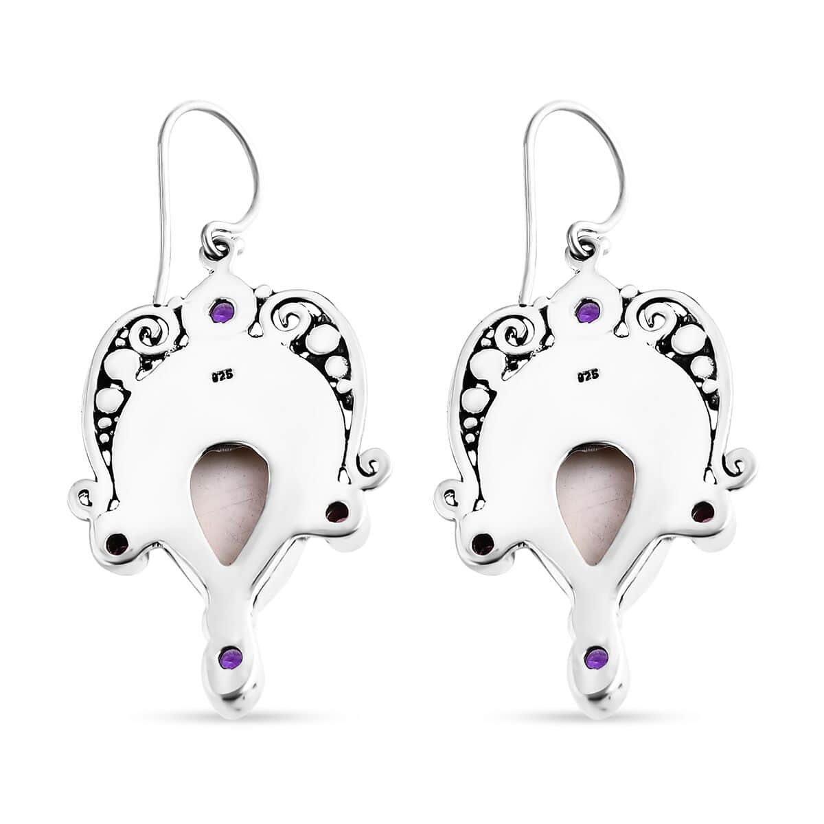 Bali Goddess Carved Bone and Multi Gemstone 2.70 ctw Earrings in Sterling Silver image number 3