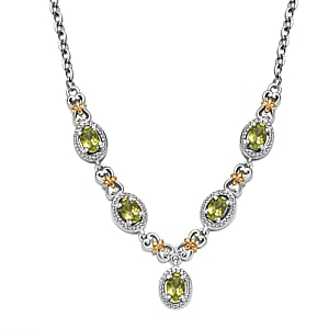 Karis Peridot 2.30 ctw Necklace in 18K YG Plated with Platinum Bond and Stainless Steel 18-20 Inches