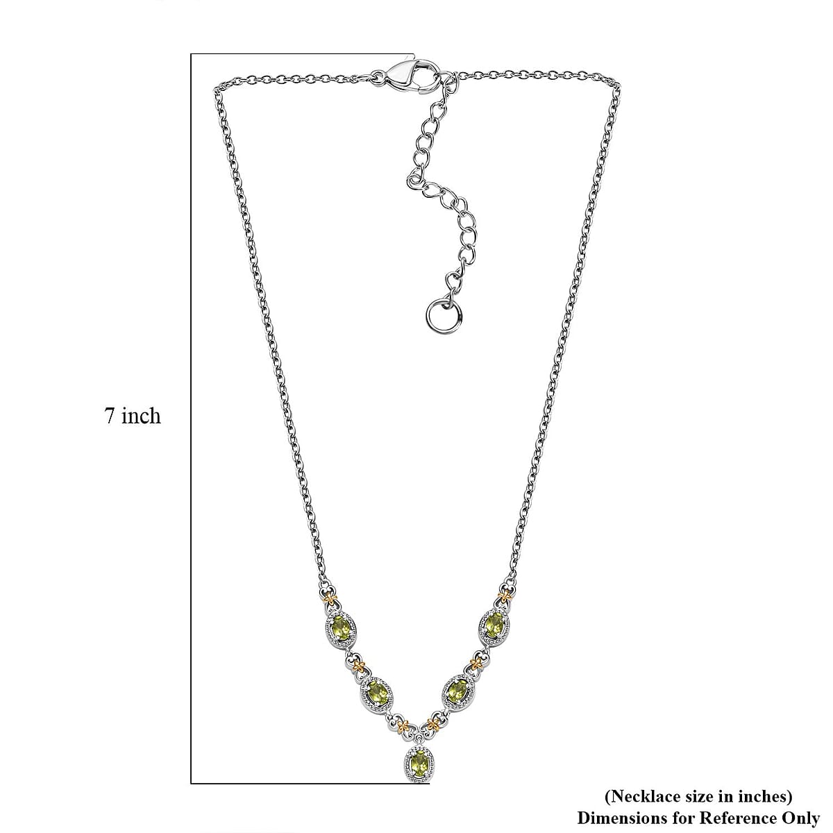 Karis Peridot 2.30 ctw Necklace in 18K YG Plated with Platinum Bond and Stainless Steel 18-20 Inches image number 5