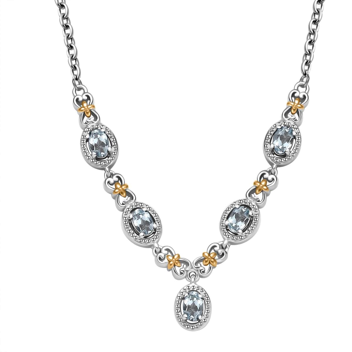 Doorbuster Karis Sky Blue Topaz 2.80 ctw Necklace in 18K YG Plated, Platinum Bond and Stainless Steel 18-20 Inches image number 0