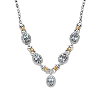 Doorbuster Karis Sky Blue Topaz 2.80 ctw Necklace in 18K YG Plated, Platinum Bond and Stainless Steel 18-20 Inches