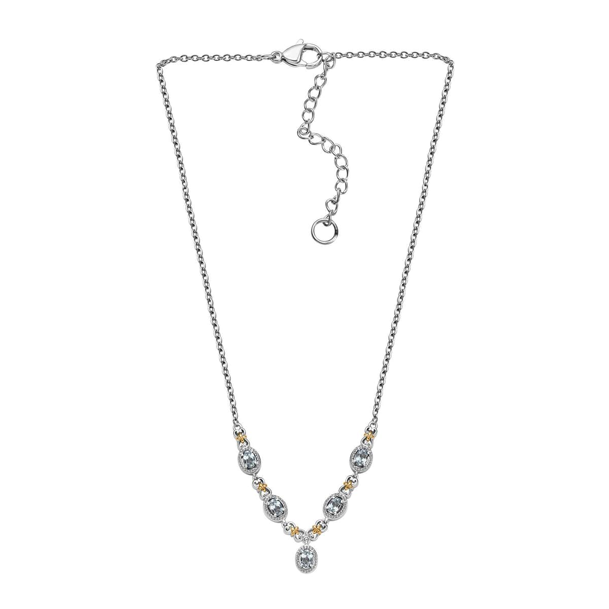 Doorbuster Karis Sky Blue Topaz 2.80 ctw Necklace in 18K YG Plated, Platinum Bond and Stainless Steel 18-20 Inches image number 3