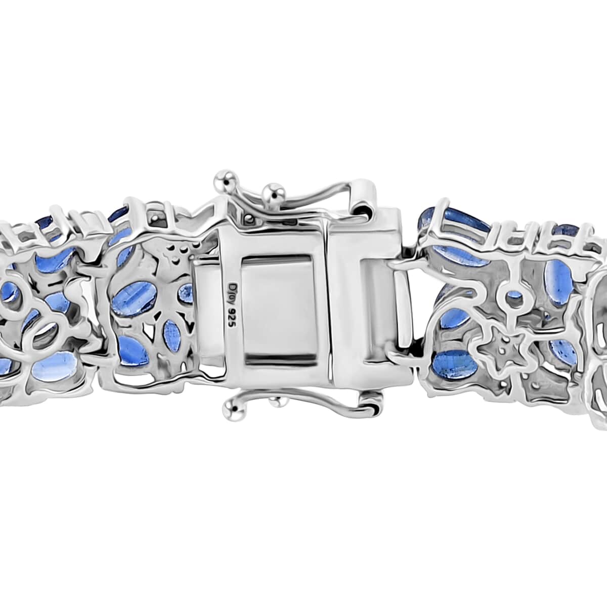 Kashmir Kyanite and White Zircon 29.25 ctw Make a Wish Bracelet in Rhodium Over Sterling Silver (8.00 In) image number 3