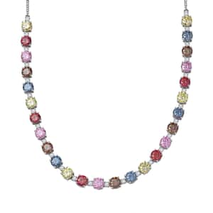 Colors of Moissanite 26.40 ctw Rainbow Radiance Necklace in Rhodium Over Sterling Silver 18 Inches