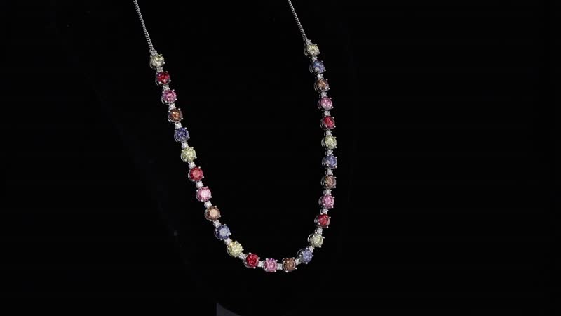 Colors of Moissanite 26.40 ctw Rainbow Radiance Necklace in Rhodium Over Sterling Silver 18-20 Inches