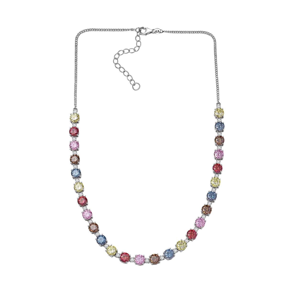 Colors of Moissanite 26.40 ctw Rainbow Radiance Necklace in Rhodium Over Sterling Silver 18-20 Inches image number 3