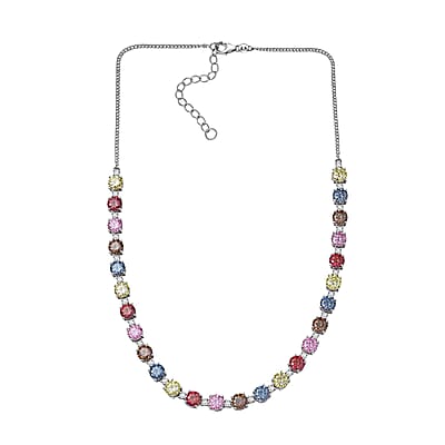 Colors of Moissanite 26.40 ctw Rainbow Radiance Necklace in Rhodium Over Sterling Silver 18-20 Inches