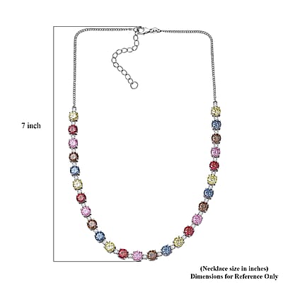 Colors of Moissanite 26.40 ctw Rainbow Radiance Necklace in Rhodium Over Sterling Silver 18-20 Inches