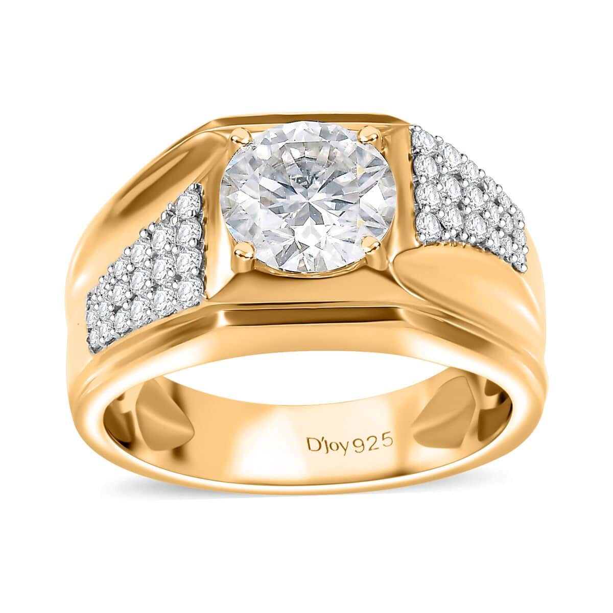 Moissanite 2.20 ctw Men's Ring in 18K Vermeil Yellow Gold Over Sterling Silver (Size 10.0) image number 0