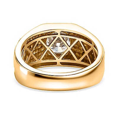 Moissanite 2.20 ctw Men's Ring in 18K Vermeil Yellow Gold Over Sterling Silver (Size 10.0)