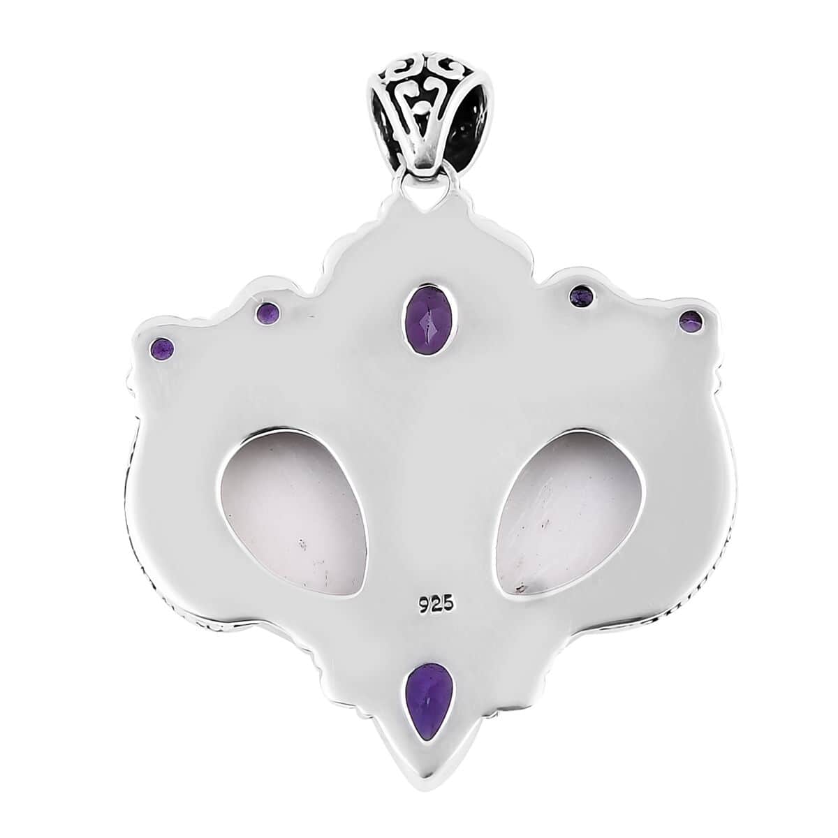 Bali Goddess Carved Bone and African Amethyst 3.70 ctw Royal Romance Pendant in Sterling Silver image number 4