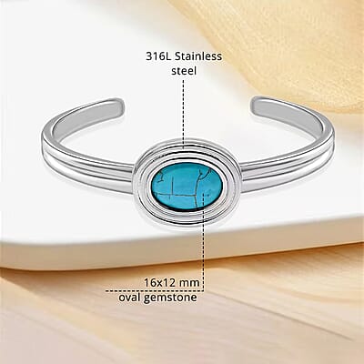 Seven Chakra Multi Gemstone 59.50 ctw Bangle Bracelet in Stainless Steel (7.0 In)