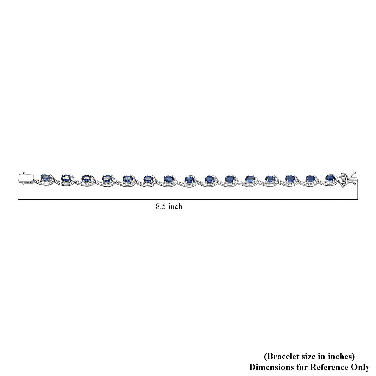 Premium Kashmir Kyanite and White Zircon 11.20 ctw Sea Waves Bracelet in Rhodium Over Sterling Silver (8.00 In) image number 4