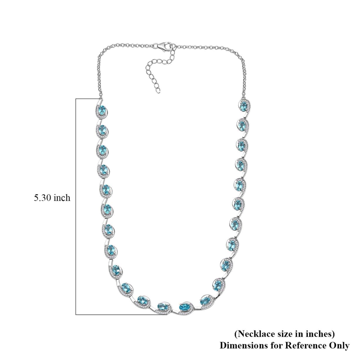 Doorbuster Premium Betroka Blue Apatite and White Zircon 13.00 ctw Sea Waves Necklace in Rhodium Over Sterling Silver 18-20 Inches image number 5