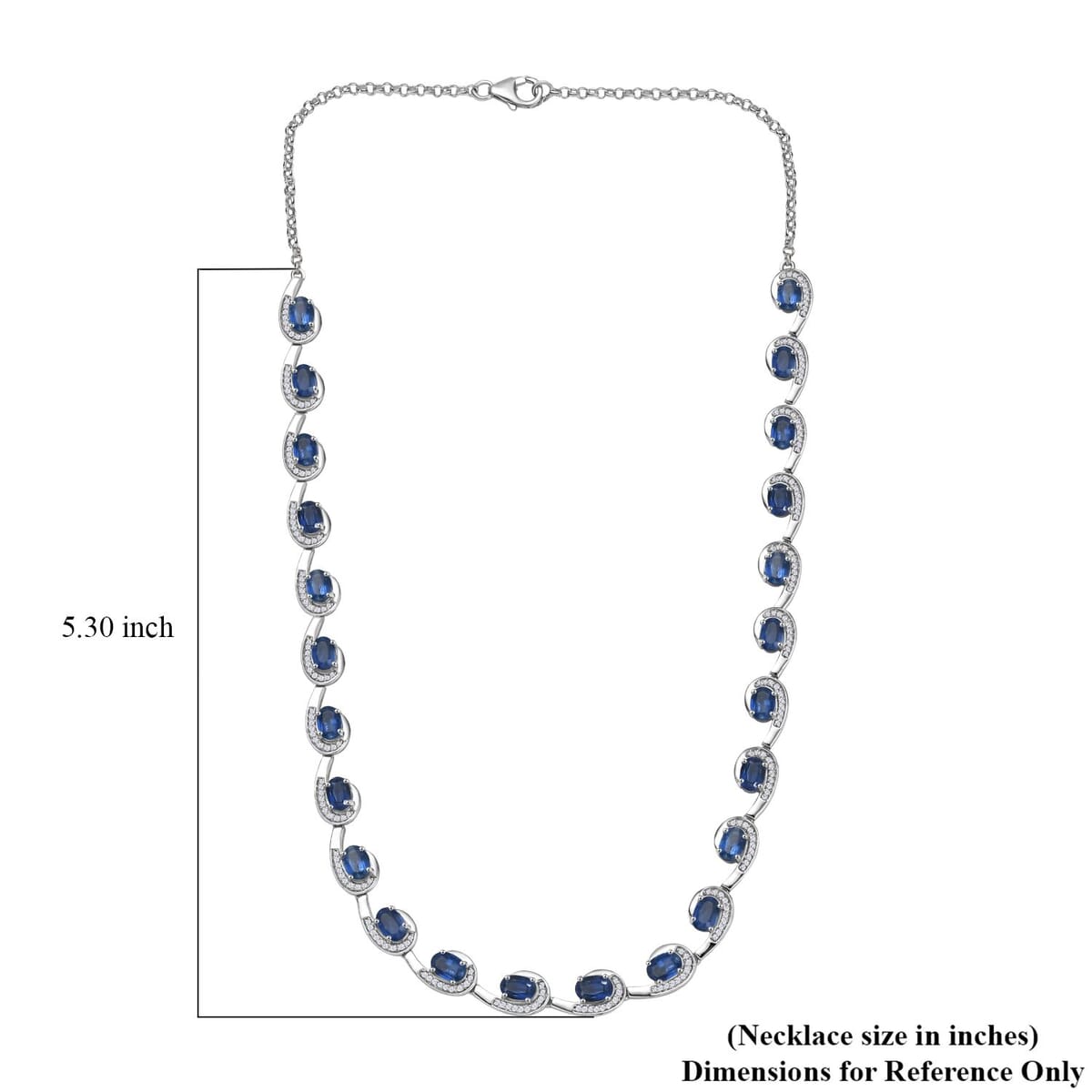 Premium Kashmir Kyanite and White Zircon 19.15 ctw Sea Waves Necklace in Rhodium Over Sterling Silver 18-20 Inches image number 5