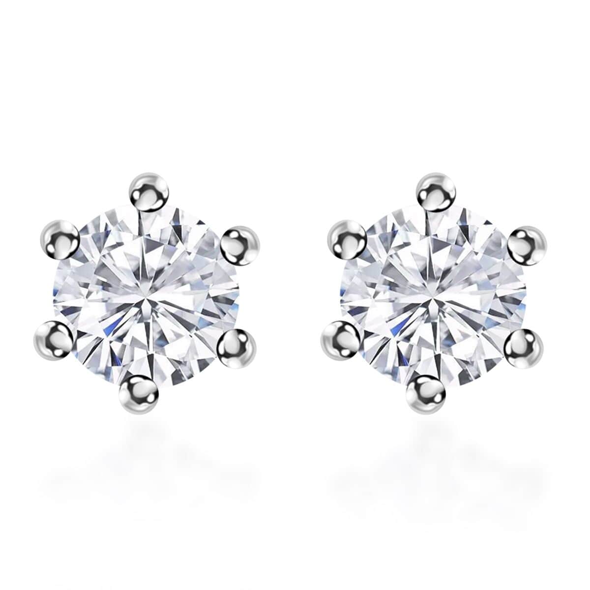 Moissanite 1.90 ctw Solitaire Stud Earrings in Rhodium Over Sterling Silver image number 0