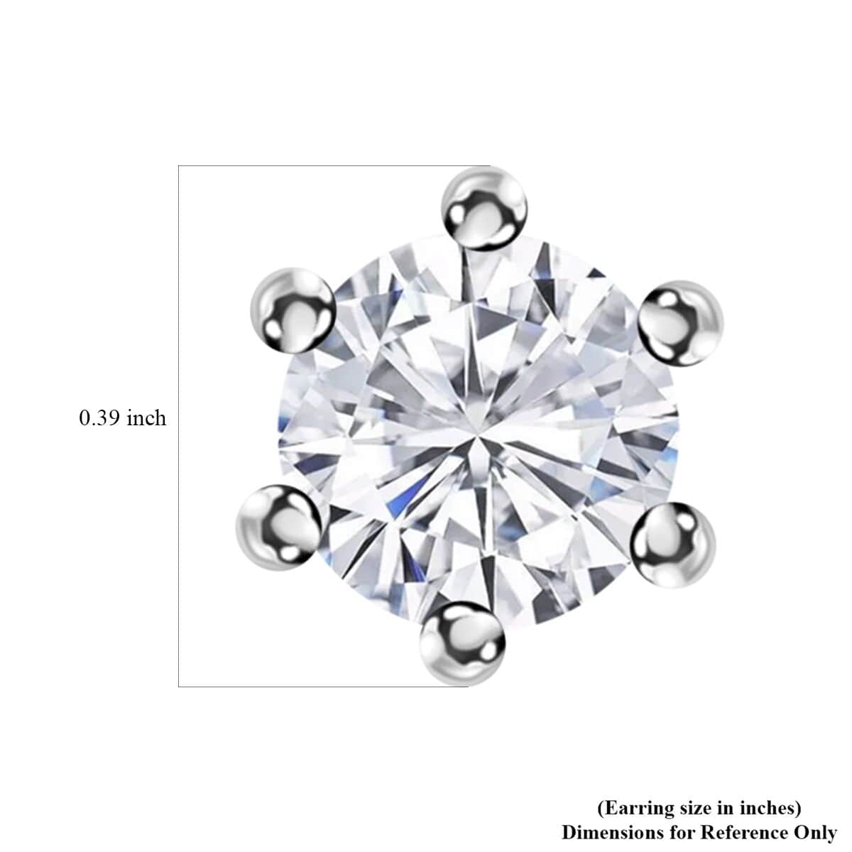 Moissanite 1.90 ctw Solitaire Stud Earrings in Rhodium Over Sterling Silver image number 4